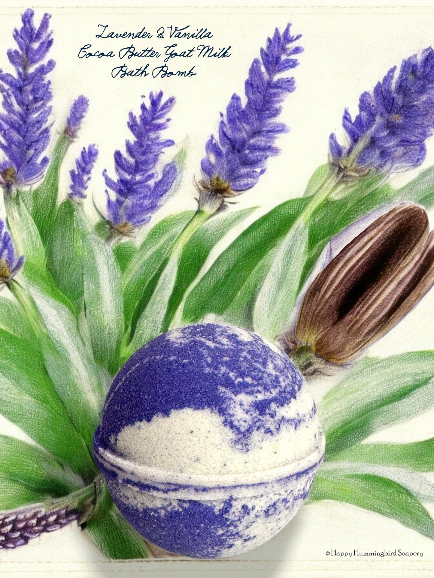 Lavender & Vanilla Cocoa Butter Bath Bomb