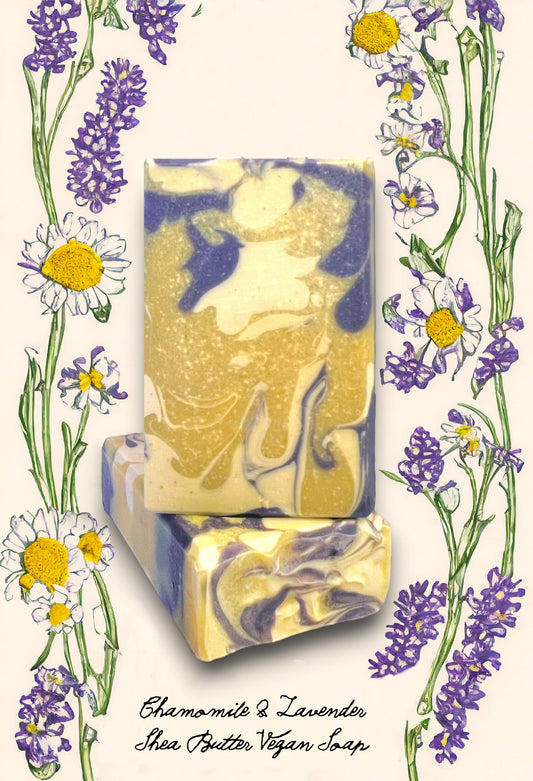 Handmade Vegan Chamomile Lavender Shea Butter Vegan Milk soap to nourish & soothe your skin & senses.