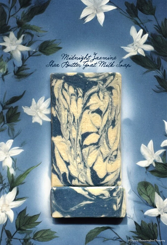 Handmade Midnight Jasmine Shea Butter Goat Milk soap to nourish & soothe your skin & senses.